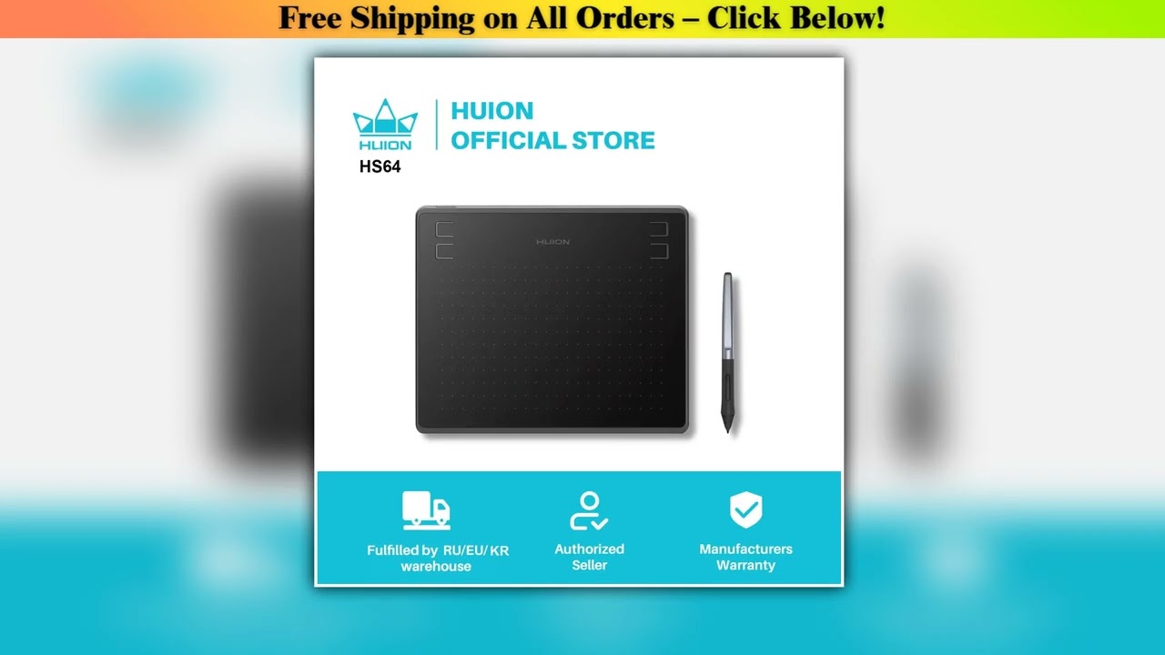 HUION HS64 Graphics Drawing Digital Tablets OTG Function Signature Pen Tablet with Battery-Free