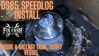 FURUNO DS-85 doppler speed log installation within a double bottom ballast tank.