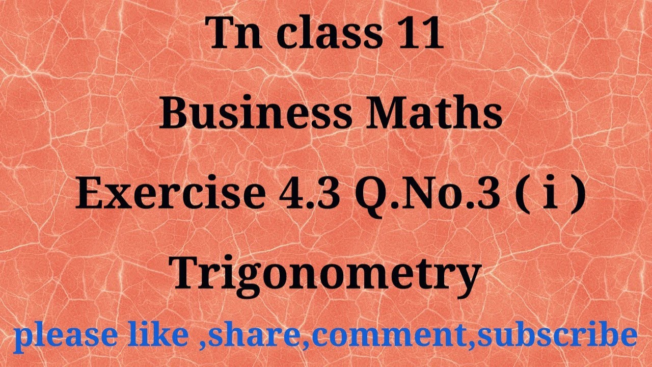 TN 11 Business maths| chapter 4 exercise 4.3 | question number 3 (i ...