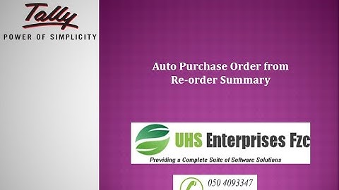 Auto Purchase Order from Re-order Summary