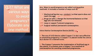 What are various ways to avoid pregnancy? Elaborate any one method.