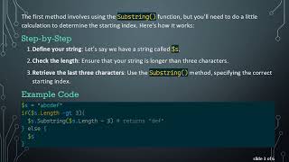 How to Extract the Last Three Characters of a String in PowerShell Using Substring and Regex