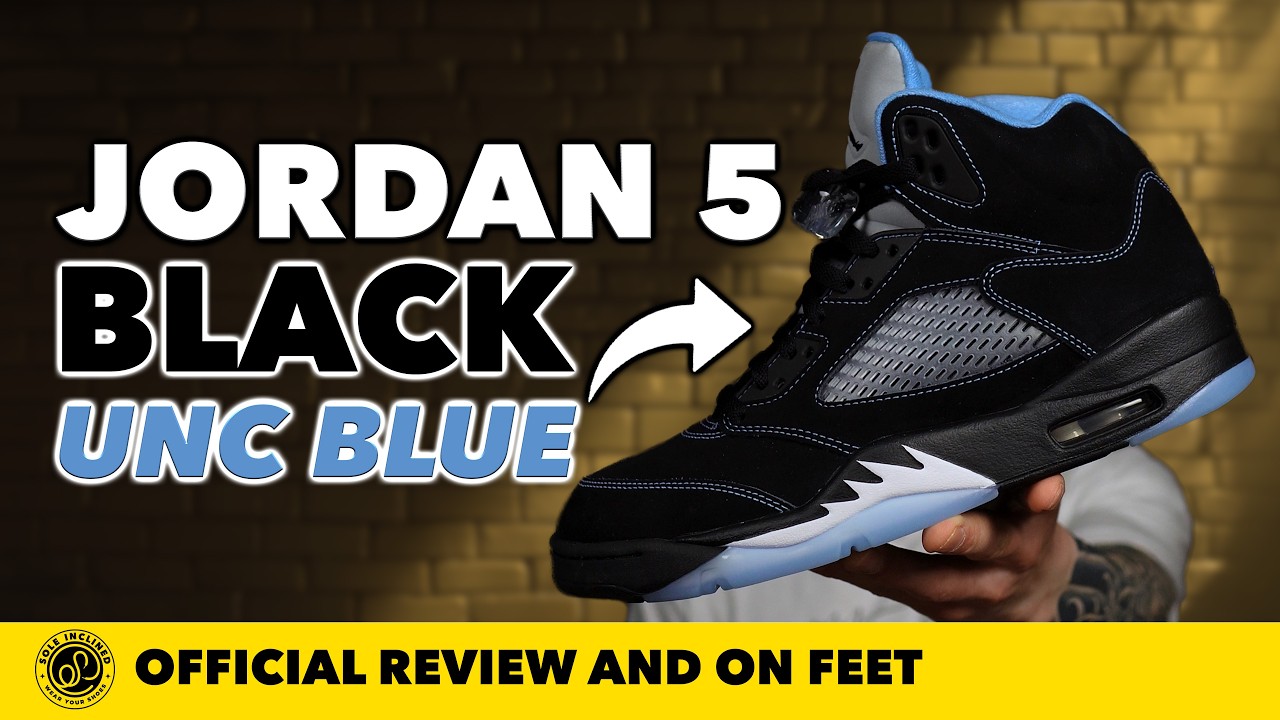 靴 Nike Air Jordan 5 black llic Air Jordan 5 'Black UNC Blue' In Depth Review and On Feet! - YouTube