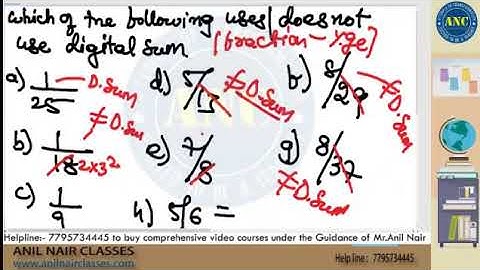 Student Doubt - When to use and when not to use digital sum- Anil Nair Explains.