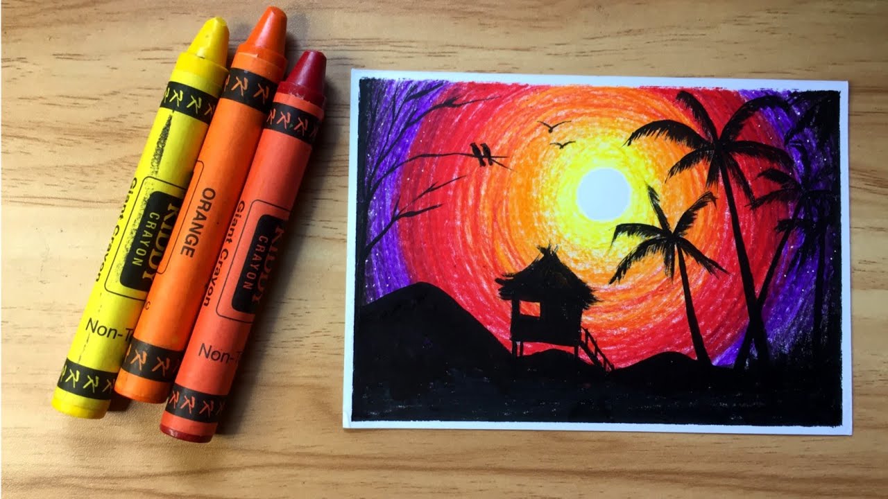 Easy Wax Crayon Drawing for Beginners 
