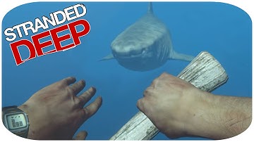 STRANDED DEEP Gameplay Part 2: FIGHTING SHARKS, MAKING A BED & OTHER ISLANDS