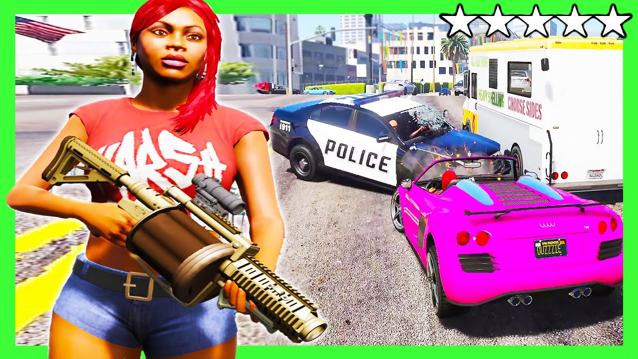 GTA 5 - POLICE STATION BARBIE FIVE STAR COP BATTLE RAMPAGE ESCAPE ...