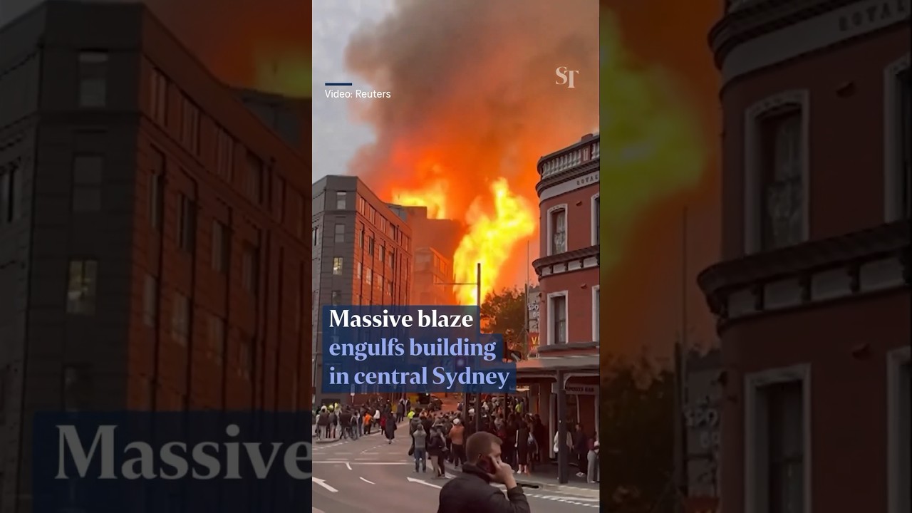 Massive blaze engulfs building in central Sydney