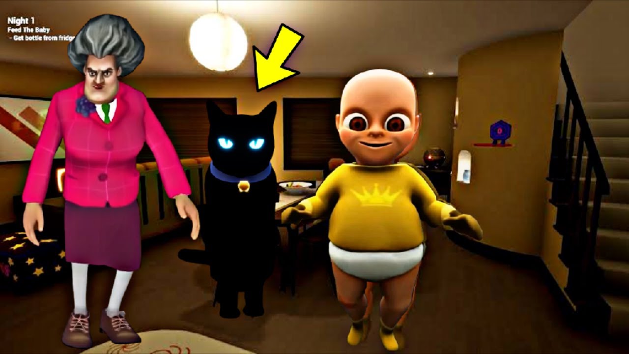 المعلمة الشريرة و قطة البيبي الملبوس l لعبة البيبي المسكون the baby in the yellow