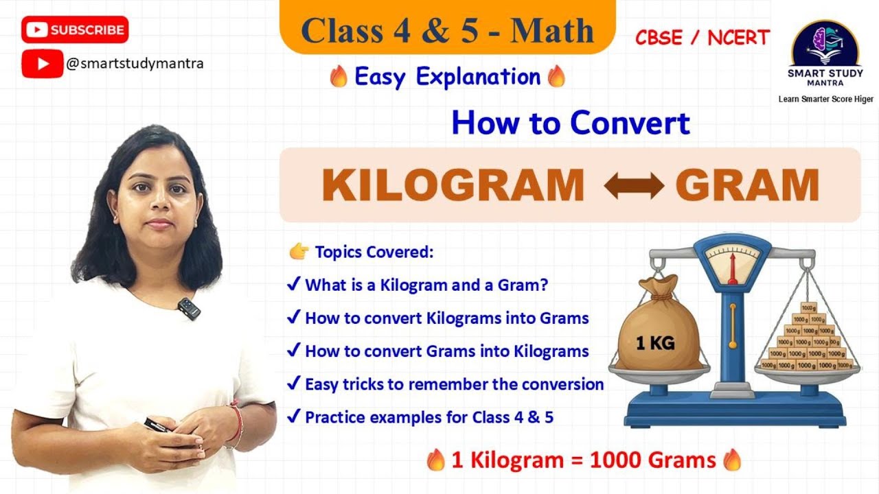 KILOGRAM to GRAM & GRAM to KILOGRAM | Easy Math Conversion for Class 4 ...