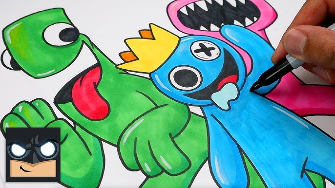 Drawing Blue from Roblox Rainbow Friends with Posca Markers! #drawing , posca markers drawing