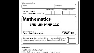 Specimen Paper 21 Edexcel Gcse Maths Walkthrough Q15 16 Hard Question Maths Youtube