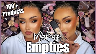 ALL THE MAKEUP I USED UP IN 2023! Yearly MAKEUP EMPTIES 🖤