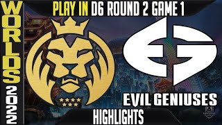 MAD vs EG Highlights Game 1 | WORLDS 2022 Play In Knockouts Round 2 D6 | MAD Lions vs Evil Geniuses