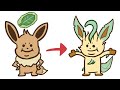 Eevee evolving into Leafeon