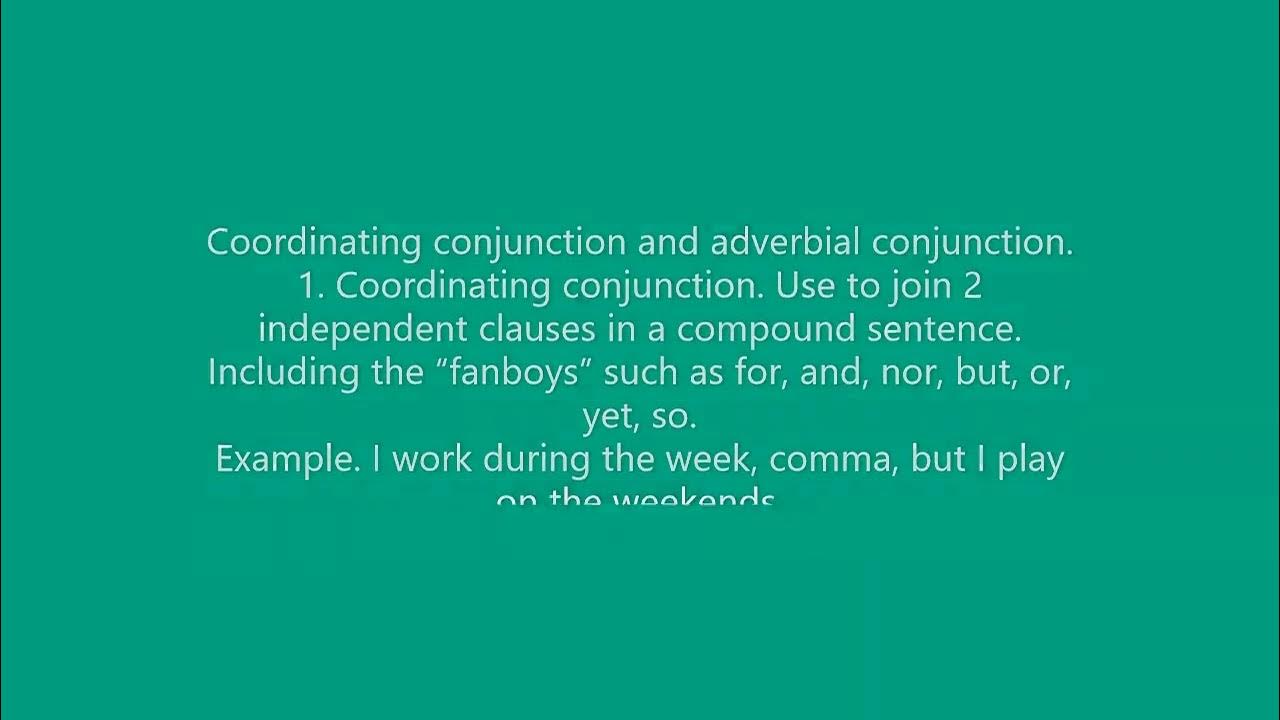 04 Coordinating conjunction and adverbial conjunction grammar YouTube