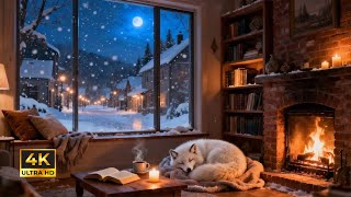 Cozy Winter Night Café Jazz ❄️ Soft Piano &amp; Fire
