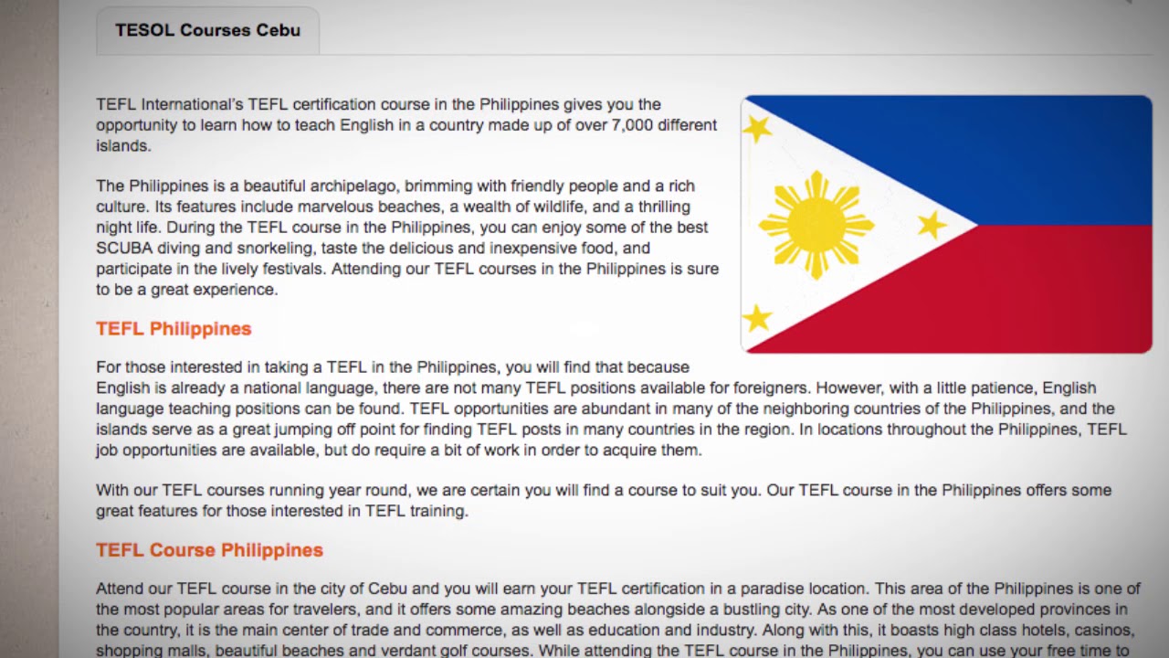 TESOL Course in the Philippines | Teach & Live abroad! - YouTube