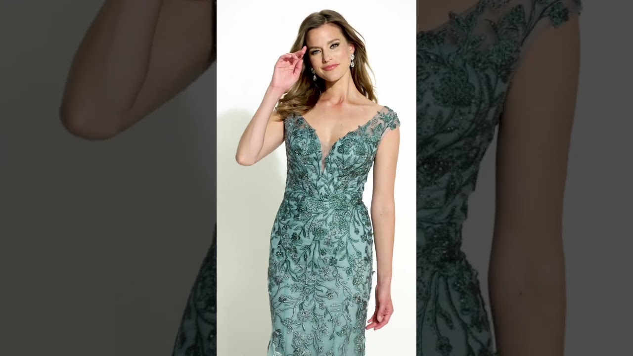 Montage by Mon Cheri M522 - Cap Sleeve V-Neck Evening Gown