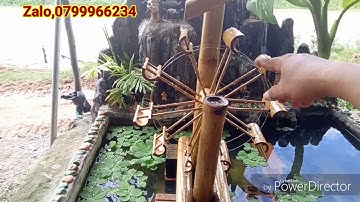 Guồng nước tiểu cảnh ống tre,guồng nước dân tộc,tiểu cảnh ống nhựa bamboo