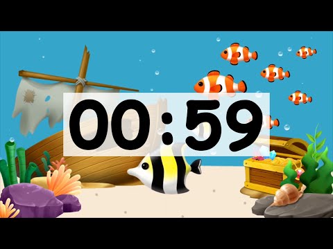 59 Second Countdown Timer Alarm Clock With Music, Timer for Kids Animal Fish