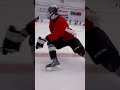 Punch turn skating element. Hockey power skating training session.
