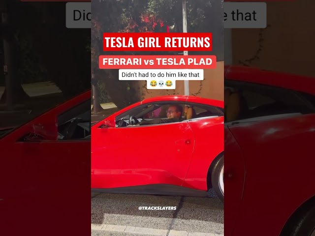 Tesla Plaid Girl vs Ferrari V12 😳 class=