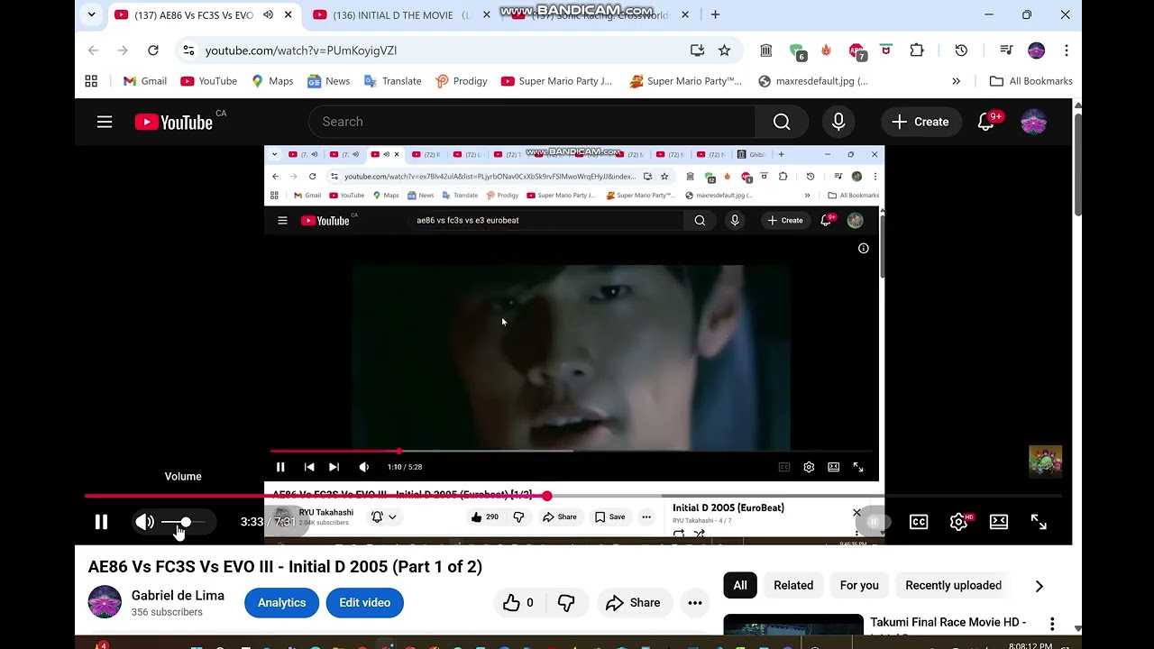 [Initial D] Финальная битва: (AE86 Такуми) против (FC3S Рёсуке) против (E3 Кёичи) Часть 1 {Eurobeat}