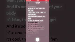 Cruel summer - Taylor Swift ||lyrics Cruel summer - Taylor Swift ||lyrics