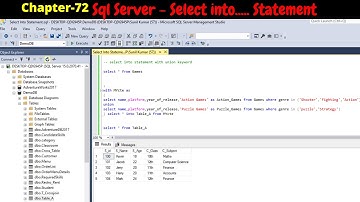 SQL Server - Select into.... Statement | Back-up existing table using select into statement