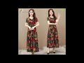 Váy dài mùa hè cho người trung niên và người cao tuổi, cổ chữ V in retro và váy chữ A mỏng