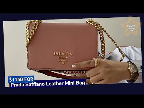 Prada Pattina Saffiano Leather Mini Bag Pink in Leather with