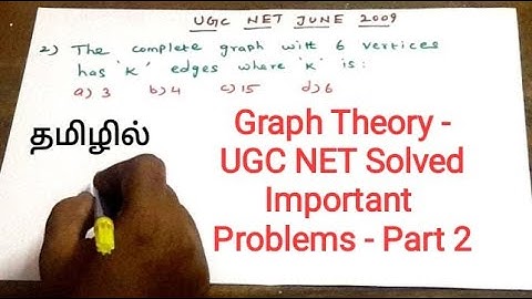 Graph Theory | UGC NET Solved Problems | PART 2 | UGC NET CS | Vishnu CS SetNet Education | Tamil