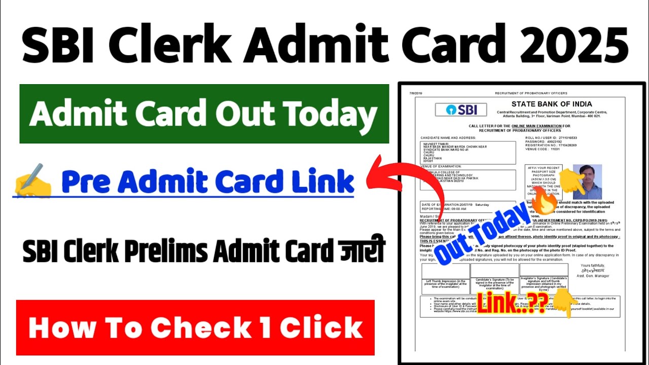 SBI Clerk Admit Card 2025 Kaise Download Kare ? How To Download SBI Clerk Prelims Admit Card 2025