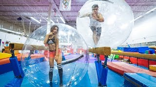 GYMNASTICS INSIDE GIANT BUBBLE BALL AT 3AM!