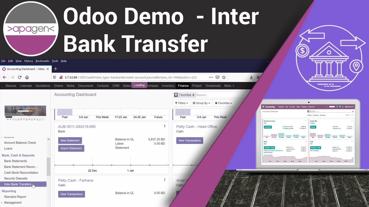 Odoo Demo - Inter Bank Transfer  | Apagen Solutions Pvt. Ltd. (Odoo Service Provider)