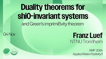 Franz Luef - Duality theorems for shift-invariant systems and Green