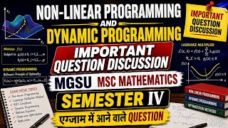 Non-linear programming and dynamic programming important questions #mgsu #msc #jdsirmsc #NLPP #maths