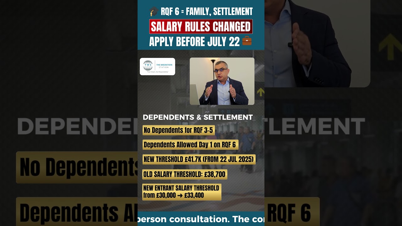 New UK Visa Salary Rules! RQF 3–5 Blocked | Only RQF 6 Can Bring Family – Apply by July 22!