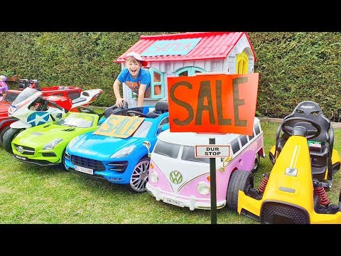 Ali and Adriana play SALE TOY CARS in the garden and Ride on Power Wheels