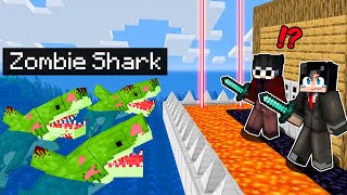 Security House vs ZOMBIE SHARKS in MINECRAFT!