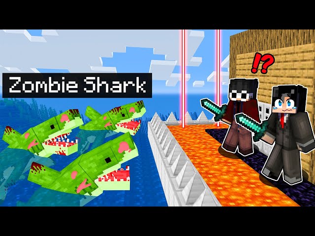 Security House vs ZOMBIE SHARKS in MINECRAFT! class=