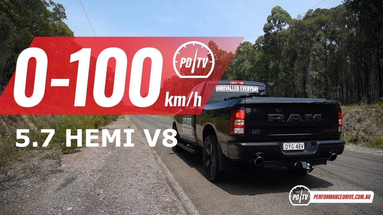2019 RAM 1500 V8 0-100km/h & engine sound - YouTube