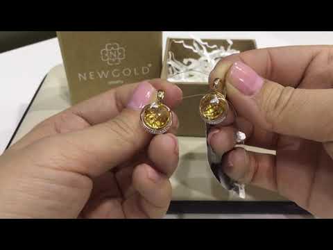 Серьги 749 из красного золота 585 пробы с цитринами и фианитами