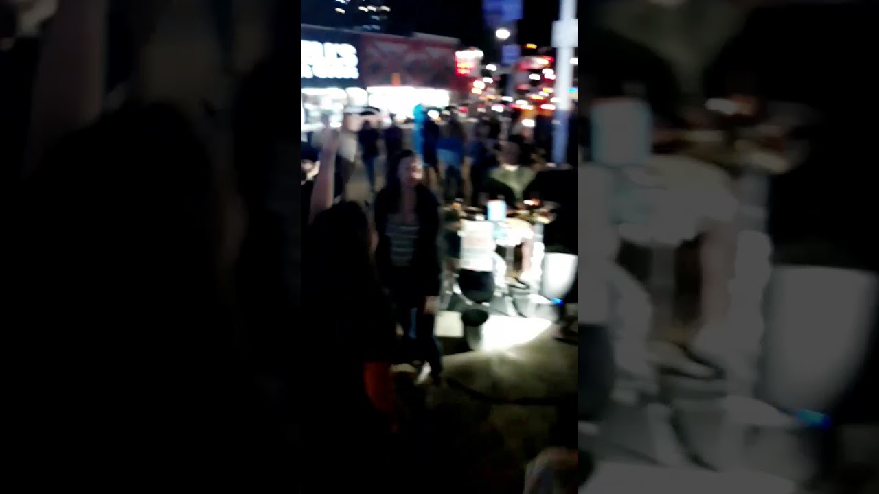 Guy on drumsoutside of barclays center after blink 182