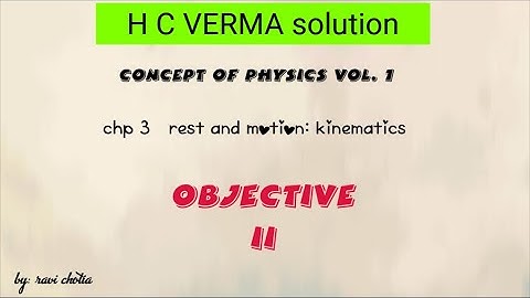 h c verma solution | chapter 3 ( rest & motion : kinematics )| objective II