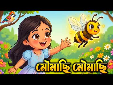 Moumachi Moumachi Kothay Jao Nachi Nachi 🐝 | Bengali Rhymes for kids | Shishu Vubon