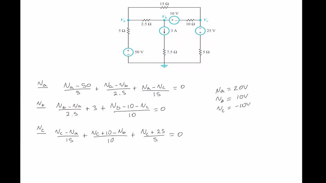 Apply Nodal Analysis To Determine Va Vb And Vc In The Circuit Innk Youtube