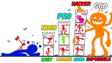 NOOB Vs PRO Vs HACKER Vs GOD - Stick Fight : Endless War#gaming #viral