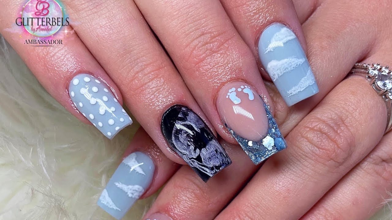 Baby shower scan acrylic nails. 